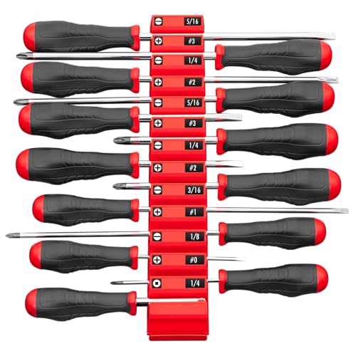Ernst Manufacturing Screwdriver Pro - Modular Screwdriver Organizer for 13 Tools with Anti-Slip Base, Red - Made in the USA - size: 13-Tool