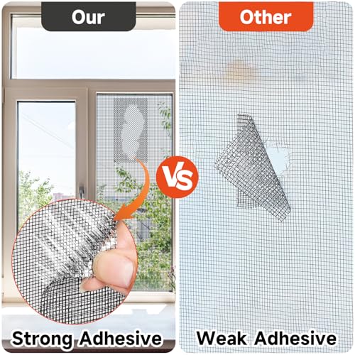 HOFUDON 4in X 20ft Window Screen Repair Tape Grey- Heavy Duty 3-Layer Adhesive, Waterproof Fiberglass Mesh - color: Grey