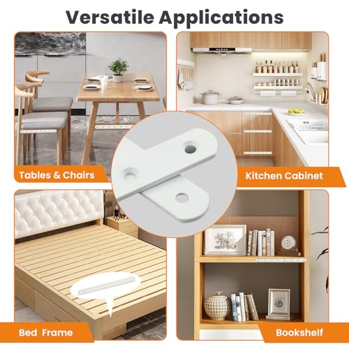 Alise Flat Bracket,6-1/5in White Mending Plate Flat Brace for Wood Shelves - color: White, size: 6-1/5 Inch