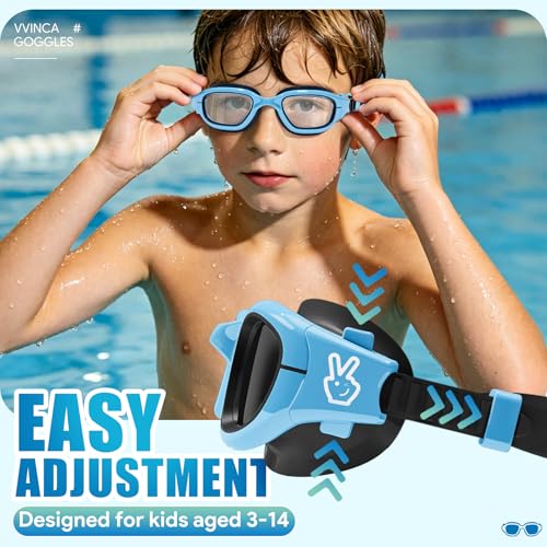 Vvinca Kids Swim Goggles, Swimming Goggles for Kids 3-14 Anti-Fog UV Protection No Leak Pool Glasses for Boys Girls - color: 10-green& Bluee