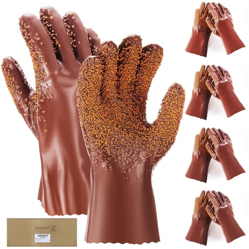 Teenyyou 4 Pairs Sewer Snake Gloves, Brown, Regular - color: Brown, size: Standard