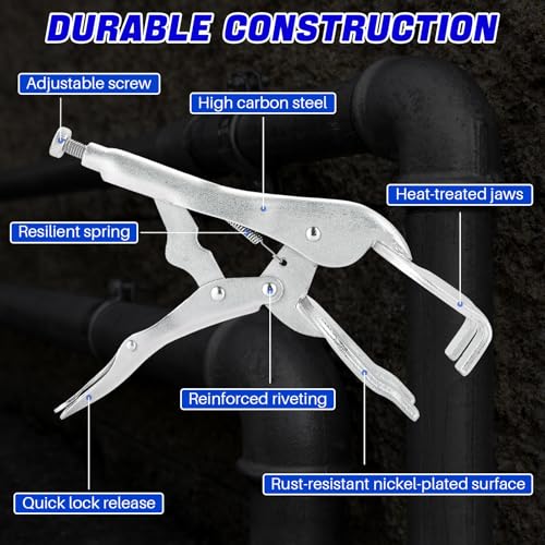 DASBET 9" Locking Pliers 4 Pack Metal Welding Clamp