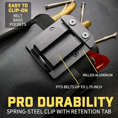 Joey Pouch PRO | Clip-On Tool Belt Bag for Tools, Screws, and Nails - Great for an Electrician, HVAC Tech, Plumber, Carpenter, Contractor, Handy Man, and Any Tradesperson - Metal Clip - style: Joey Pouch Pro (Big)