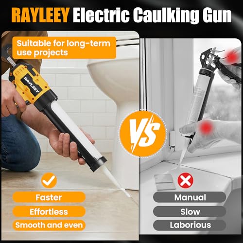 Electric Caulking Gun Compatible with Dewalt 20V Battery (without battery), Battery Powered Caulk Gun with 9pcs Caulk Remover Tool, 6 Adjustable Speeds, Dripless Silicone Gun for Filling, Sealing - color: For Dewalt 20v Battery
