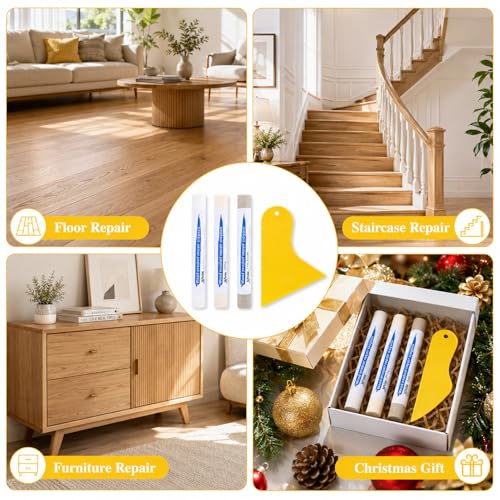 White Wood Filler Sticks, 3 Pack Quick Fix Sticks for Wood Repair