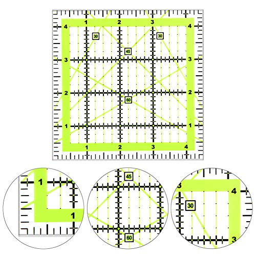 UOOU 4.5 inch Quilting Ruler, Square Quilting Square Sewing Ruler - color: Green-Small