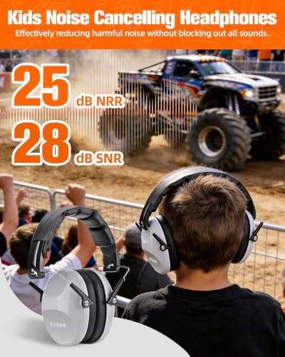 ZOHAN 032 Kids Noise Canceling Headphones - 25dB NRR Kids Ear Protection Earmuffs for School, Monster Jam, Fireworks, Travel, Air Show, Concert, Autism - Grey - color: 1pack - Grey
