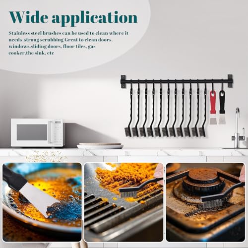 12 Pcs Mini Stainless Steel Wire Brush Set, Wire Scratch Brush - style: Stainless Steel