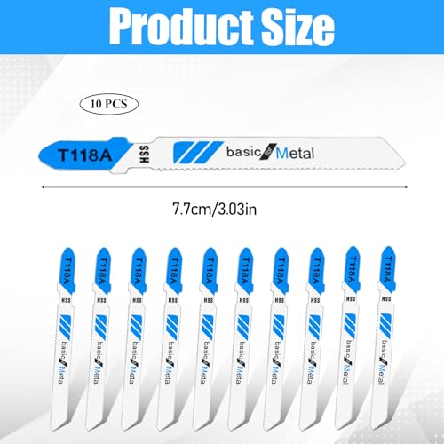 10 Pcs Jigsaw Blades 3 Inch T118A Jig Saw Blades Basic for Metal T Shank Jigsaw Replacement Blade - style: T118A