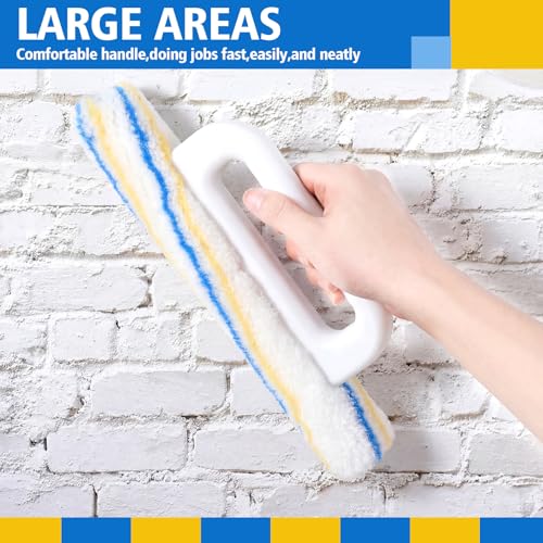 Lothee 12.4 Inch Woven Wallpaper Smoothing Tool Wallpaper Smoothing Brush with Handle for Delicate Wallcoverings
