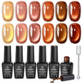 Beetles Fall Cat Eye Gel Nail Polish Set - Gilded Leaves 6 Colors - color: A - Glass Cat Eye | Gilded Leaves