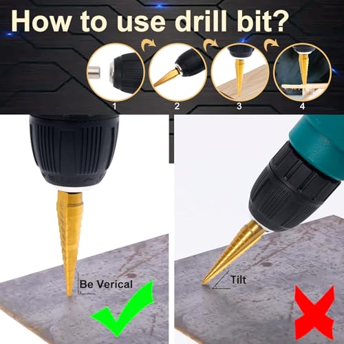 Step Drill Bit Set for Metal- 5PCS Ti Step Bit with Two Straight Flutes - color: 5Pcs Straight Set