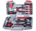 CARTMAN 39-Piece Household Tool Set, Red Hand Kit With Storage Case - color: Red