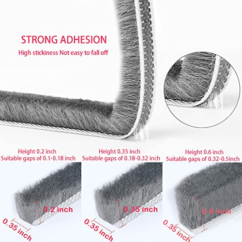 33 Ft Gray Self-Adhesive Soundproofing Weather Stripping for Doors and Windows, 0.35" Wide x 0.2" Thick - size: 33FT, 0.35'' Wide X 0.2'' Thick