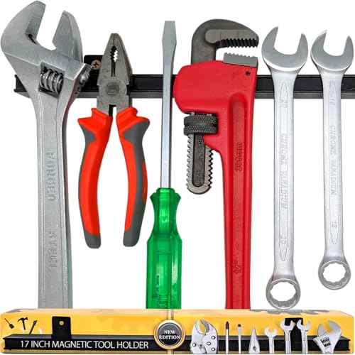 HMmagnets 17" Heavy-Duty Magnetic Tool Holder (Upgraded Version) - Extremely Powerful Magnetic Pull Force to Hold Heavy Tools - Professional Space-Saving Magnetic Bar - Tool Organizer Rack/Strip - size: 17"