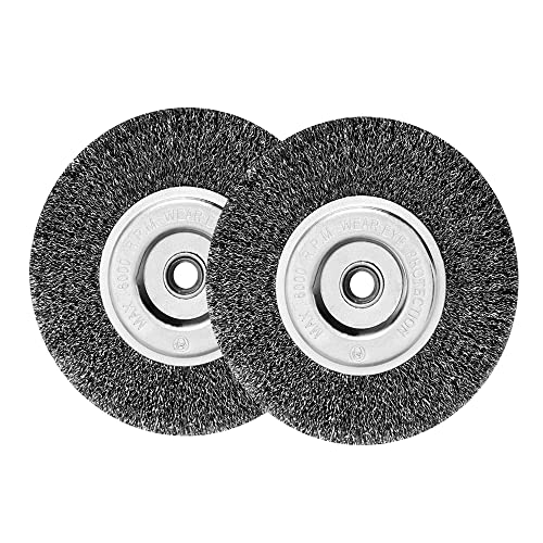 6in Wire Wheel Brush for Bench Grinder, Coarse Crimped Steel Wire 0.012" with 1/2" & 5/8" Arbor for Rust Removal - 2pack - style: 6in 2pcs