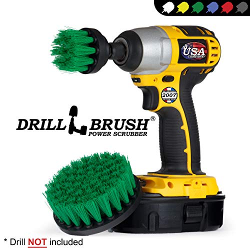 Drill Brush Kitchen Cleaning Supplies - Drill Brush Microwave Scrubber Set - color: Green