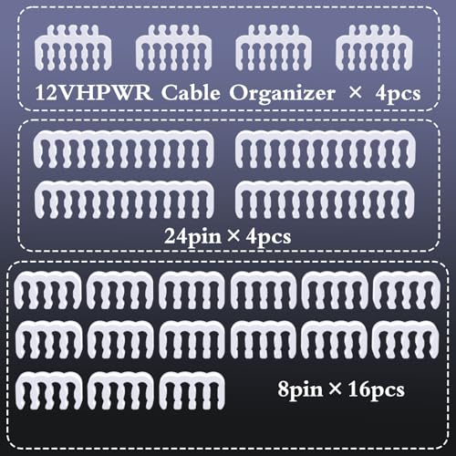 Sirlyr White 24-Pack PSU Cable Organizer Combs Kit 3.5mm for PC - color: White