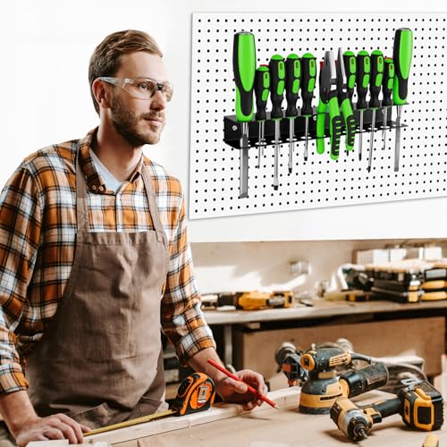 Screwdriver Organizer, Steel Screwdriver Holder, Heavy Duty Garage Tool Organizer Wall Mount for Pliers Utility Storage Rack for Workspace, Workshop, Shed with 23 Holes (2 Pack) - color: 2 Packs