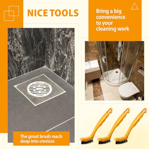 6 Pack Grout Brush Nylon Detail Cleaning Stiff Bristle Brushes Tile and Grout Scrub Brushes for Kitchen, Bathroom, Tile Floors, Gaps, Crevices, and Window Tracks (Grey,Crevice Brush)