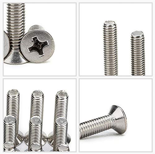 300Pcs Metric M3 Stainless Steel Phillips Countersunk/Flat Head Machine Screws Nuts Assortment Kit- M3x 4mm/ 6mm/ 8mm/ 10mm/ 12mm/ 14mm/ 16mm/ 18mm/ 20mm - size: M3