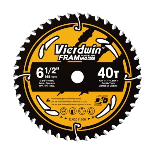 6-1/2" 40T Carbide Saw Blade 5/8" Arbor for Wood Plywood OSB & MDF - size: 6-1/2'' 40T 1PC