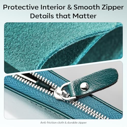 FAMILIFE Stainless Steel Manicure Set 11-in-1 Professional Nail Clipper Kit | Portable Leather Travel Case, Pedicure & Grooming Tools for Fingernails & Toenails, Luxury Gift for Men & Women, Peacock Blue - color: Blue