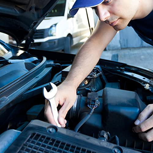Combination Wrench Set,32-Piece Chrome Vanadium Steel Wrench Set 12-Point SAE & Metric Wrenches 1/4"-1" and 7-22mm with Rolling Pouch - size: (Pack of 1)