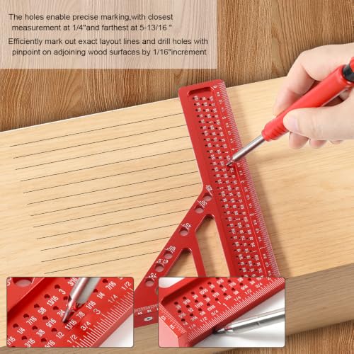3D Multi-Angle Measuring Ruler,Extended Upgrade Version 22.5°-90°Woodworking Metal Layout,Marking,Aluminum Alloy Square Tools with Angle Pin for DIY,Engineer,Carpenter,Construction