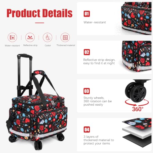 Medical Bag Rolling Roller Bag Trolley Duffel Nurses EMT CNA RN Empty for First Aid Responder Home Health Care Nursing Student Roll Duffle Bag Carry on Wheels Wheeled Work Physicians Doctor - color: Nurse