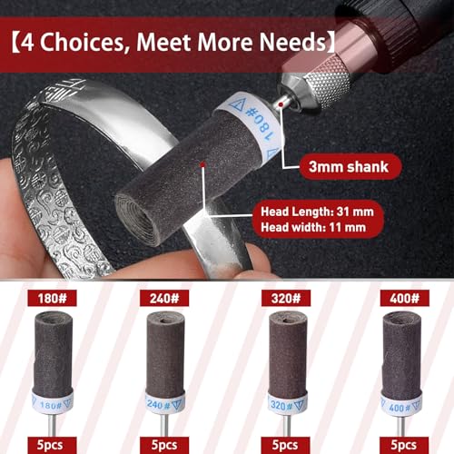 20Pcs-Mixed Grits Sanding Drums Set for Dremel Rotary Tool - style: 180 240 320 400 Grit