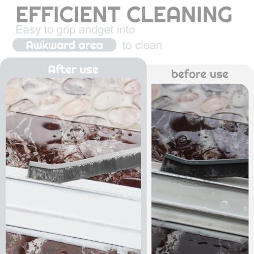 Crevice Cleaning Brush Bathroom Tile Groove Gap Cleaning Brush Premium Crevice Cleaning Tool Aluminum Support with 15° Angled Head-Grout Thin Brush,Kitchen & Bathroom Tool (3PCS) - color: 5pcs