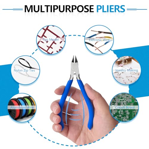 Needle Nose Pliers and Wire Cutters Set, 5" High Carbon Steel Pliers Set, Ultra-Sharp Crafts Diagonal Cutters, Long Nose Pliers for Jewelry Making, Electronics Repair, Object Grasping - size: 5" w/ B05-2Pack