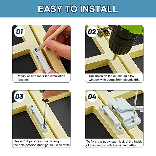 Sliding Window Sash Locks White ZUONAI 2 Pack Cam Sash Locks for Double Hung Window Latch Lock Security Vinyl Window Sash Lock and Keeper Replacement for Vertical and Horizontal Sliding Windows - color: White