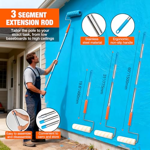 12 Pack 9 Inch Paint Roller Kit with 3FT Extendable Pole - color: 13 Pack, 9" roller