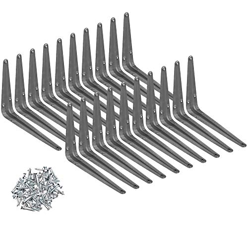 Metal 5" x 6" inch Wall Corner Angle Shelving Shelf Brackets, Grey, Pack of 20 - size: 5" x 6" inch