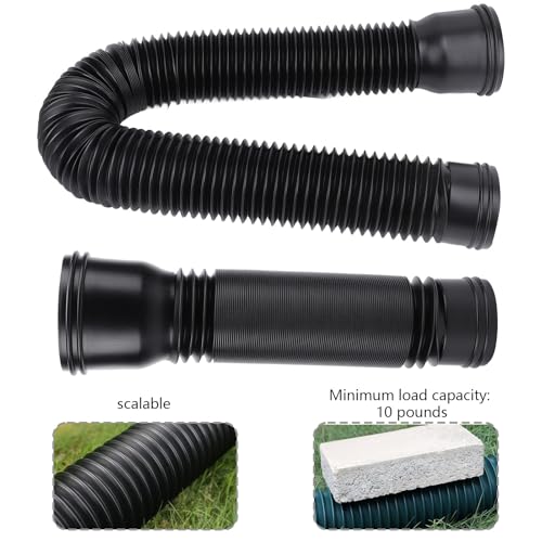 Rain Gutter Downspout Extensions, Flexible Drain Downspout Extender Drain Pipe Connector from 20 to 59 Inches with Screws for Most Residential (White)