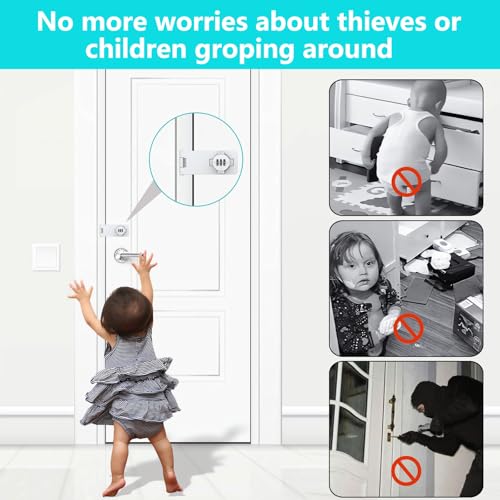 Bifold Door Lock - White 3 Digit Closet Door Lock with Code Keyless Cabinet Locks with Combination for Swinging Sliding Double Doors Lock Cupboard Locks for Pantry Barn Gate Drawers 1 Pack - color: White, size: 1 Pack