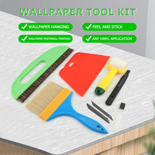 15Pcs Wallpaper Smoothing Tool Kit,Wallpaper Tools Kits,Smoother Tools | Wallpaper Smoothing Brush,Seam Roller,Paste Brush,For Applying Peel and Stick Wallpaper,Vinyl Backsplash Tile,Wallcovering