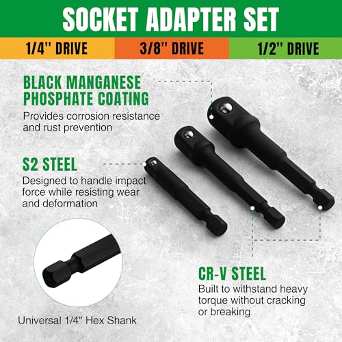 SK 5-Piece Impact Socket Adapter Set with Magnetic Drill Bit Holder