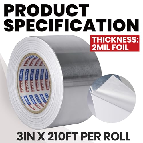 ADHES Heavy Duty Aluminum Foil Tape 3 Inch x 210 Feet(70 Yards) - size: 3in x 70yd