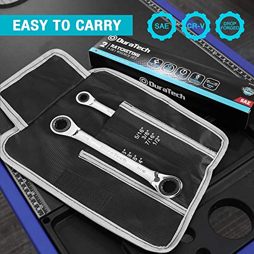 DURATECH 4-in-1 Reversible Ratcheting Box Wrench Set, SAE, 2-Piece - size: 5/16"-3/4"