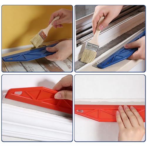 2 Pcs Paint Edger Tool for Walls, Paint Trim Guard 12-Inch Trim Painting Tool for Precise Trimming(Blue+Red)