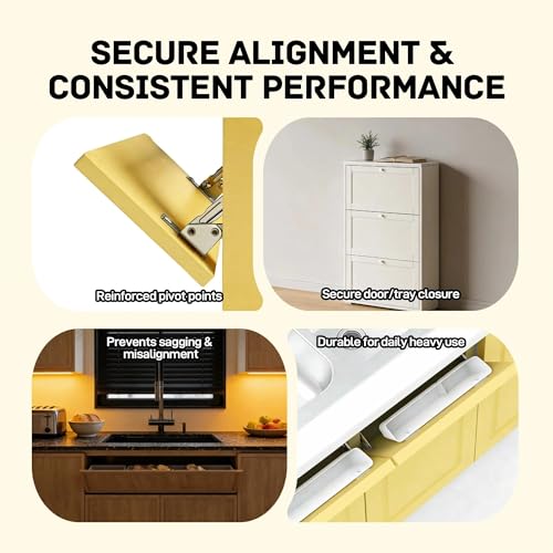 LD-0220-50SC Soft-Close Pivot Hinges 2-Pack, Silent Tip Out Tray & Cabinet Hinges, Heavy-Duty Self-Closing for Kitchen/Bathroom (Silver)