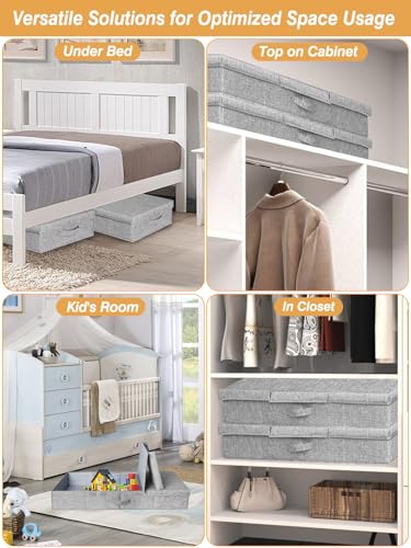 punemi 6 in Tall Under Bed Storage Containers with Lids, 2 Pack, Grey - color: Grey, size: 2 Pack-6 inch Tall-Structured