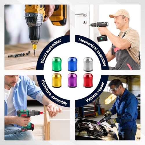 6 Pcs Screwdriver Head Magnetic Ring, Magnetic Drill Bit Holder - color: 6