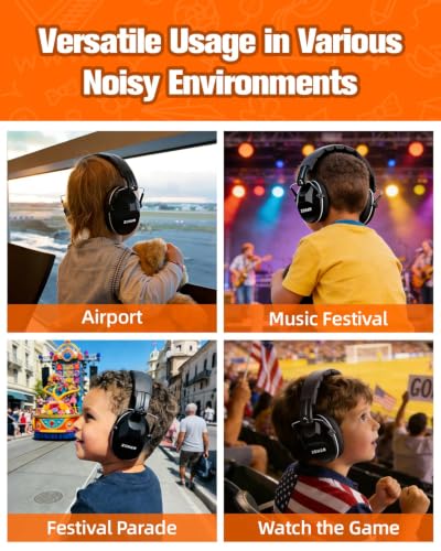 ZOHAN 032 Kids Noise Canceling Headphones - 25dB NRR Kids Ear Protection Earmuffs for School, Monster Jam, Fireworks, Travel, Air Show, Concert, Autism - Black - color: 1pack - Black