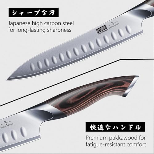 HOSHANHO 8 Inch Carving Knife & 7 Inch Fork Set, Razor Sharp Slicing Knife