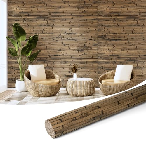 Art3d 48 x 96 in Pole Wrap Natural Bamboo Wall Panel, 1-Pack, Dark Burned - color: Dark Burned, size: 1-48 inches x 96 inches