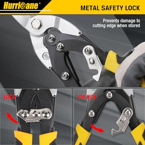 HURRICANE 10 Inch Aviation Tin Snips, Cr-Mo Aviation Snips for Cutting Metal Sheet, Heavy Duty Sheet Metal Cutter Shear, Straight Cut, High Leverage Aviation Snip, Up to 40% Labor Saving - size: 10 Inch High Leverage: Straight Cut